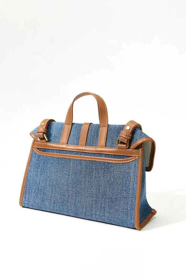 Light Blue Trimmed Denim Satchel Bag