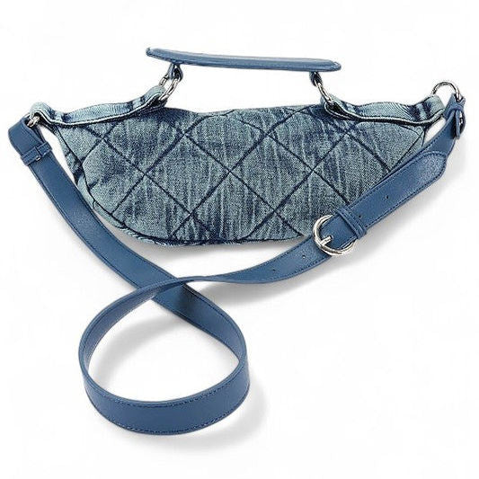 Vintage Blue Quilted Denim Crossbody Bag