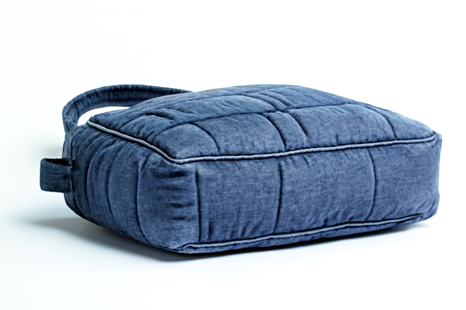 Deep Blue Padded Grid Denim Hand Bag