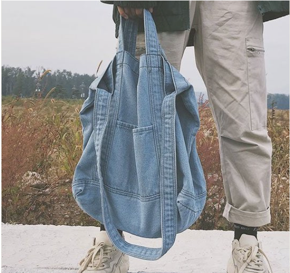 Light Wash Blue Multi-strap Denim Shoulder Crossbody Bag