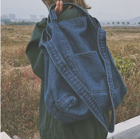 Light Wash Blue Multi-strap Denim Shoulder Crossbody Bag