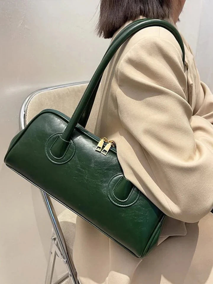 Vintage Structured Baguette Shoulder Bag