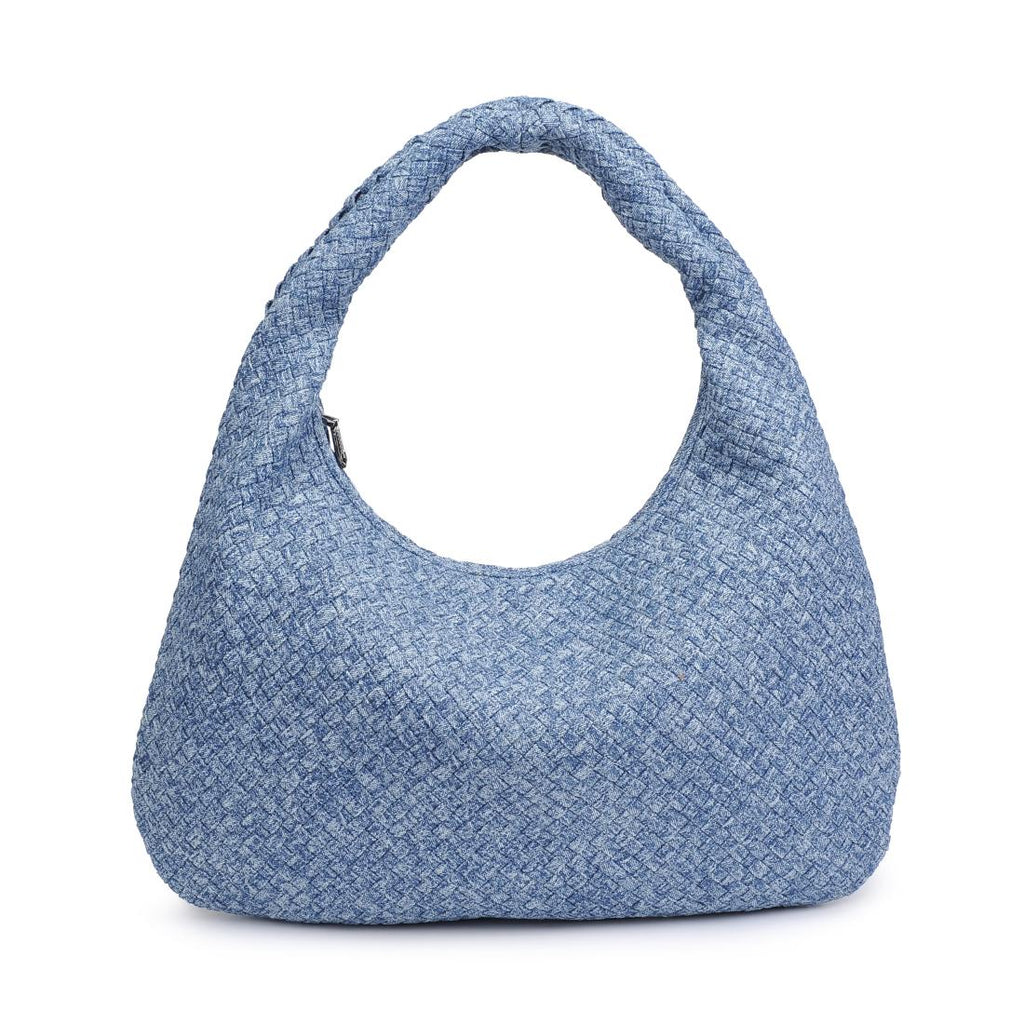Vintage Blue Braided Large Denim Hobo Bag